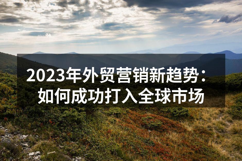外贸企业的市场扩展策略